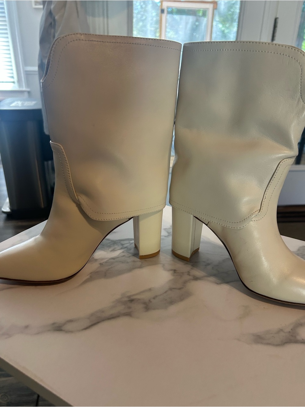 Pointed-Toe Cream Ankle Booties - Picture 3 of 9